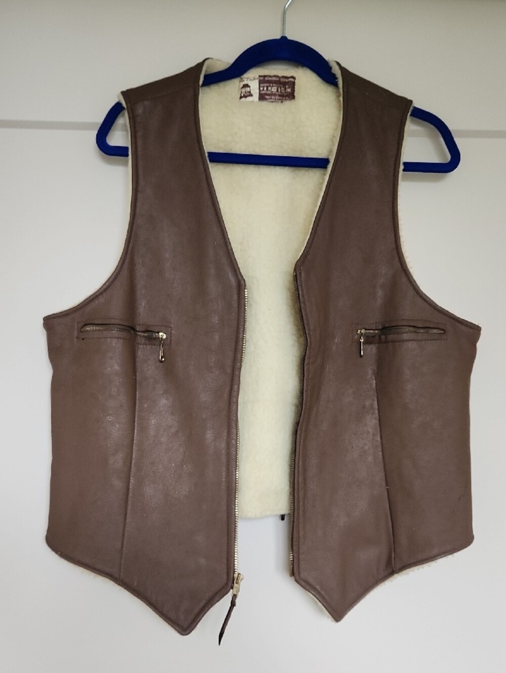 Vintage Sherpa-Lined Leather Vest